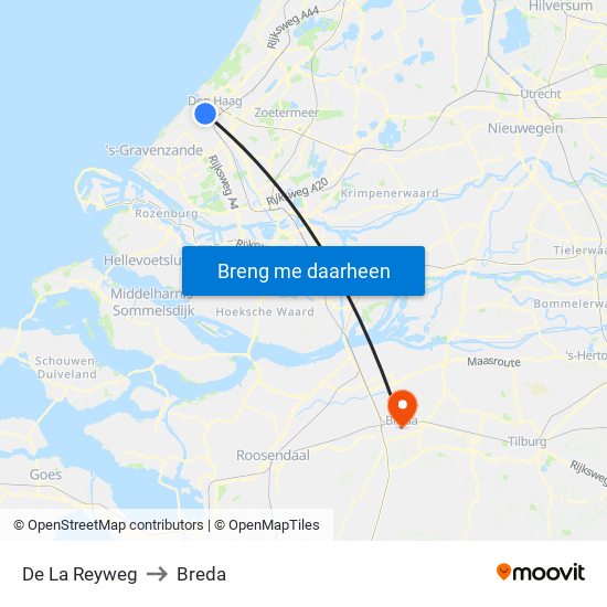 De La Reyweg to Breda map