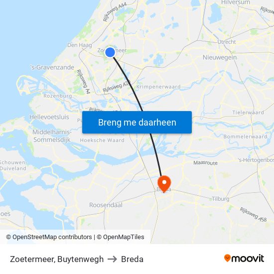 Zoetermeer, Buytenwegh to Breda map