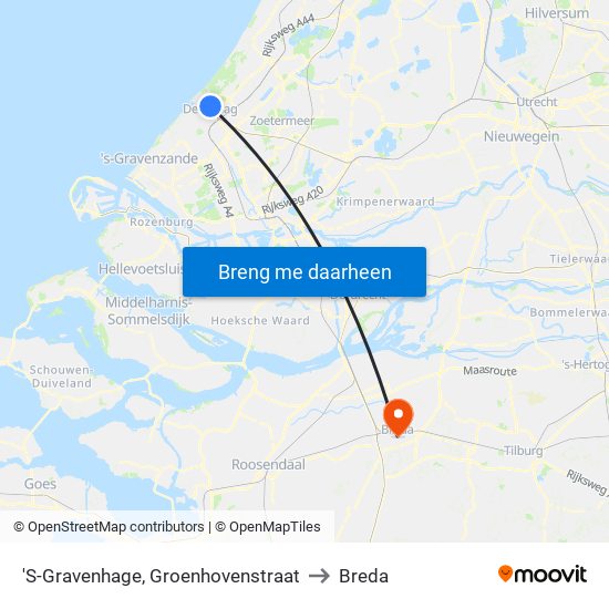 'S-Gravenhage, Groenhovenstraat to Breda map