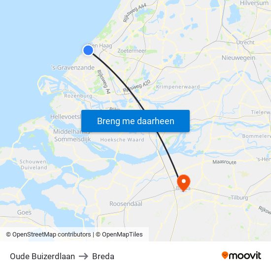 Oude Buizerdlaan to Breda map