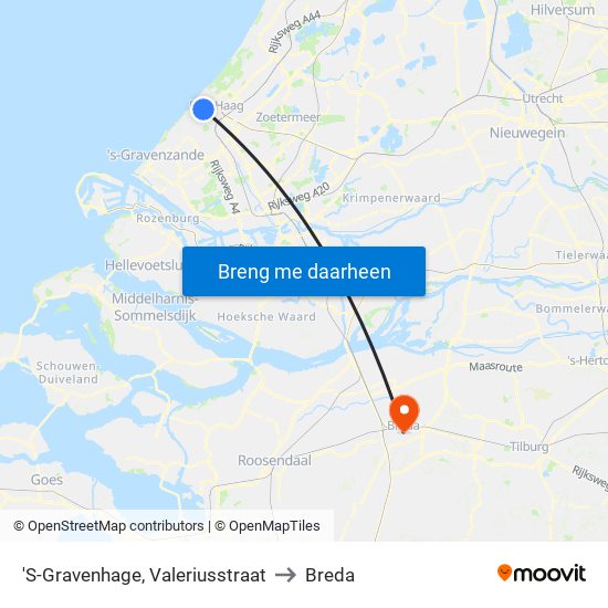 'S-Gravenhage, Valeriusstraat to Breda map