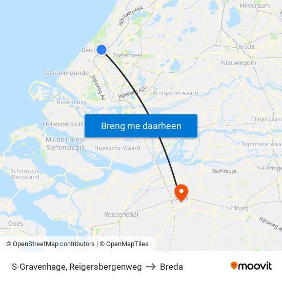 'S-Gravenhage, Reigersbergenweg to Breda map