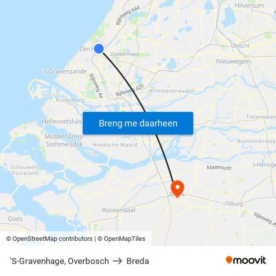 'S-Gravenhage, Overbosch to Breda map