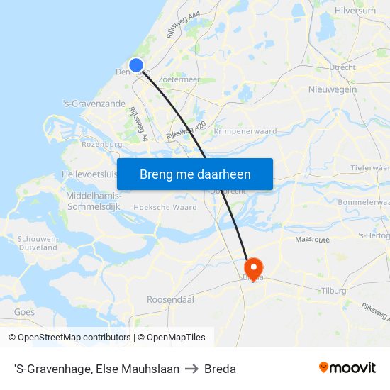 'S-Gravenhage, Else Mauhslaan to Breda map