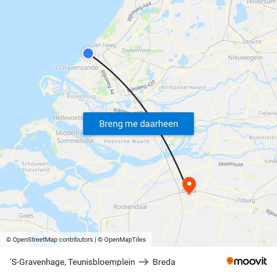 'S-Gravenhage, Teunisbloemplein to Breda map