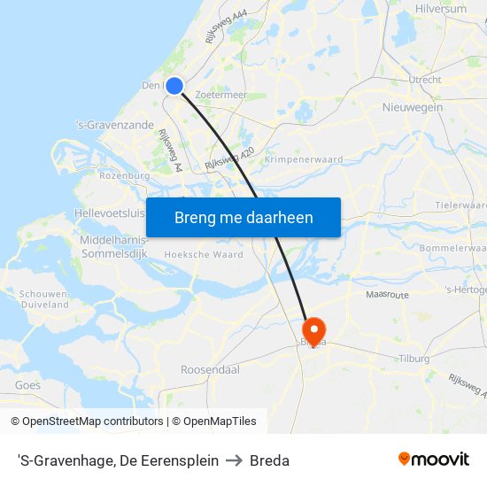 'S-Gravenhage, De Eerensplein to Breda map