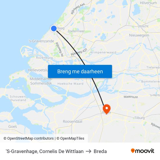 'S-Gravenhage, Cornelis De Wittlaan to Breda map