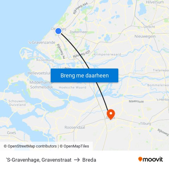 'S-Gravenhage, Gravenstraat to Breda map