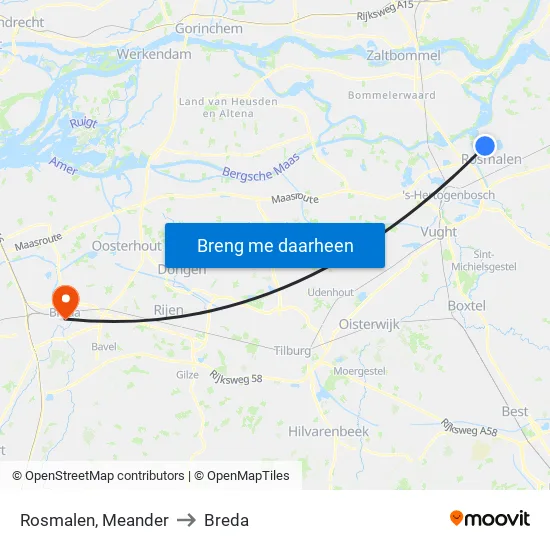 Rosmalen, Meander to Breda map
