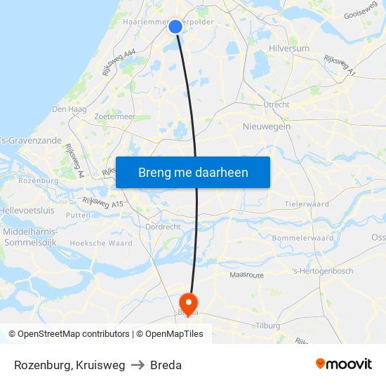 Rozenburg, Kruisweg to Breda map