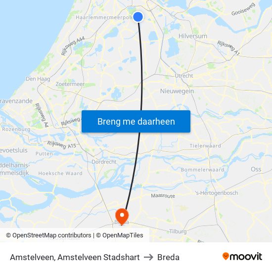Amstelveen, Amstelveen Stadshart to Breda map