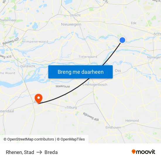 Rhenen, Stad to Breda map