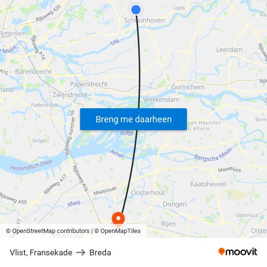 Vlist, Fransekade to Breda map