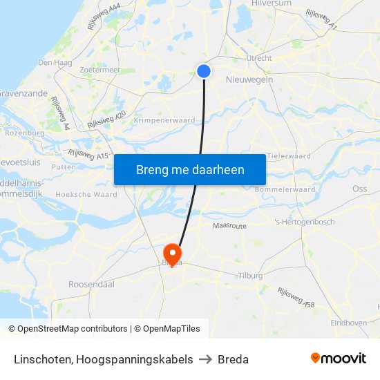 Linschoten, Hoogspanningskabels to Breda map