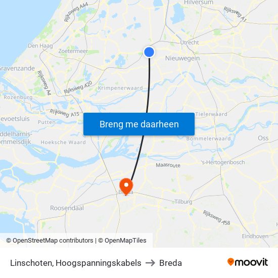 Linschoten, Hoogspanningskabels to Breda map