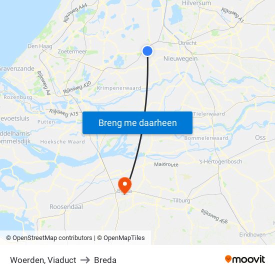 Woerden, Viaduct to Breda map