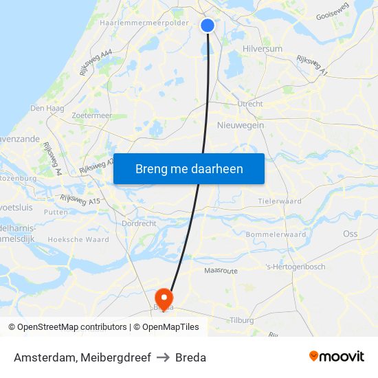 Amsterdam, Meibergdreef to Breda map