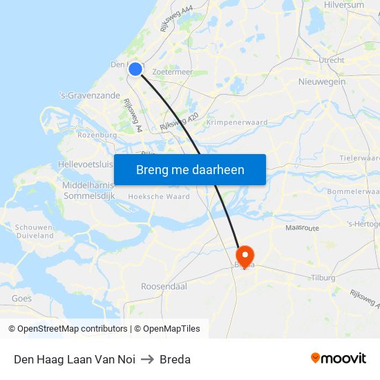 Den Haag Laan Van Noi to Breda map