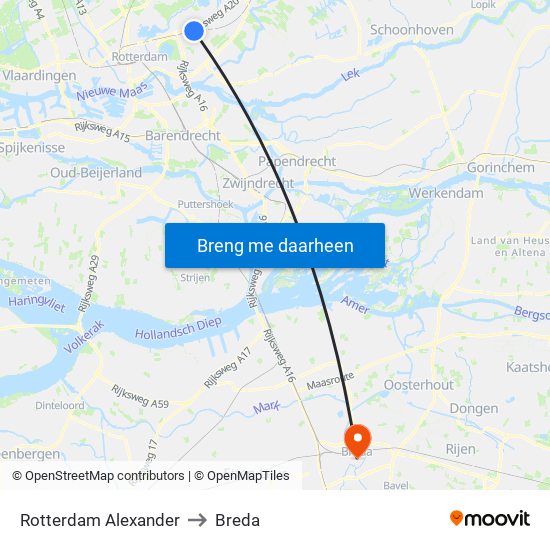 Rotterdam Alexander to Breda map