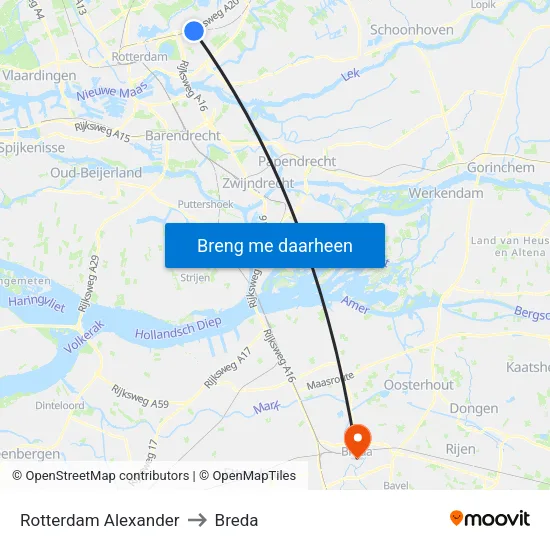 Rotterdam Alexander to Breda map