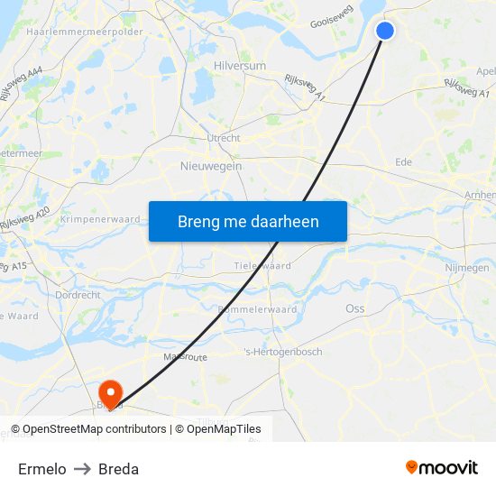 Ermelo to Breda map