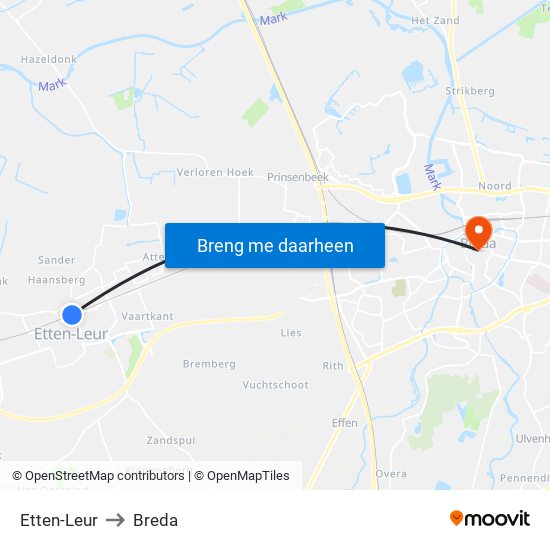 Etten-Leur to Breda map