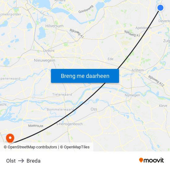 Olst to Breda map