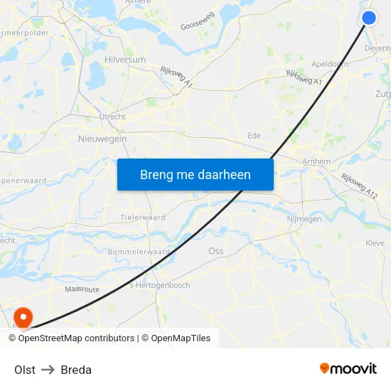 Olst to Breda map