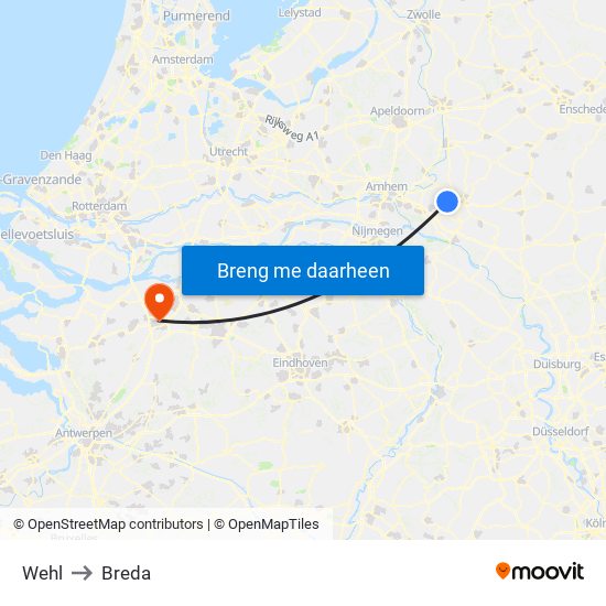 Wehl to Breda map