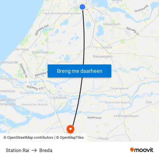 Station Rai to Breda map