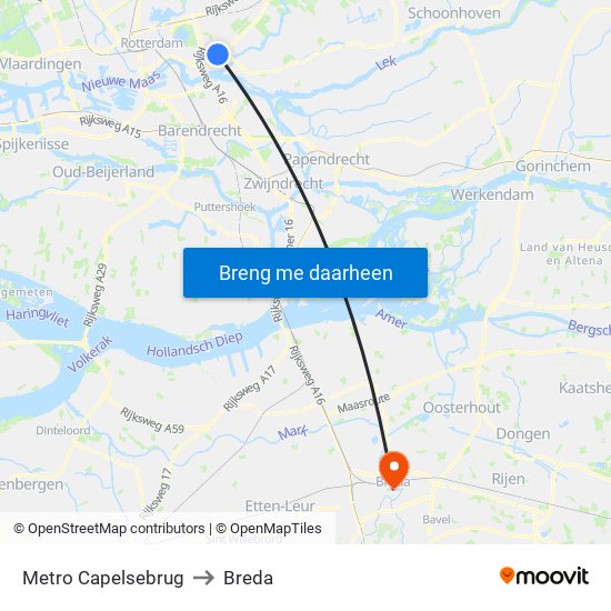 Metro Capelsebrug to Breda map