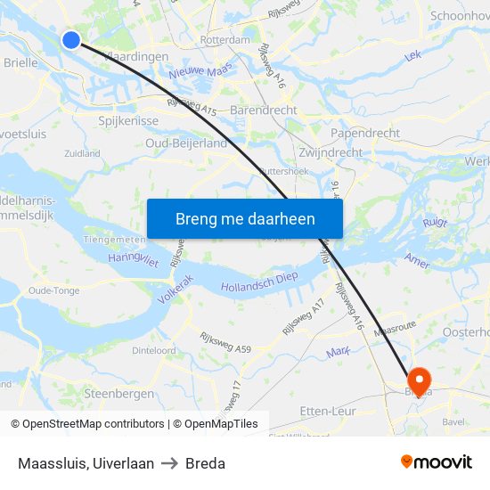 Maassluis, Uiverlaan to Breda map