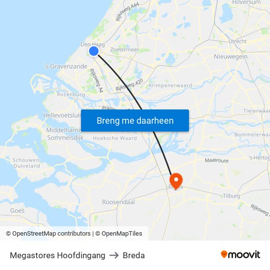 Megastores Hoofdingang to Breda map
