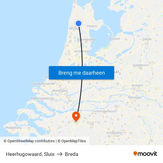 Heerhugowaard, Sluis to Breda map