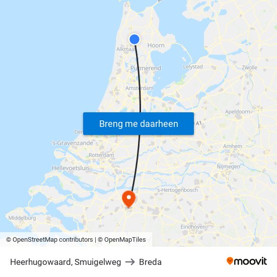 Heerhugowaard, Smuigelweg to Breda map
