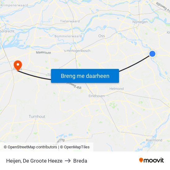Heijen, De Groote Heeze to Breda map