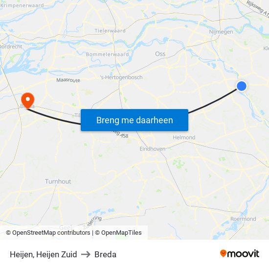 Heijen, Heijen Zuid to Breda map