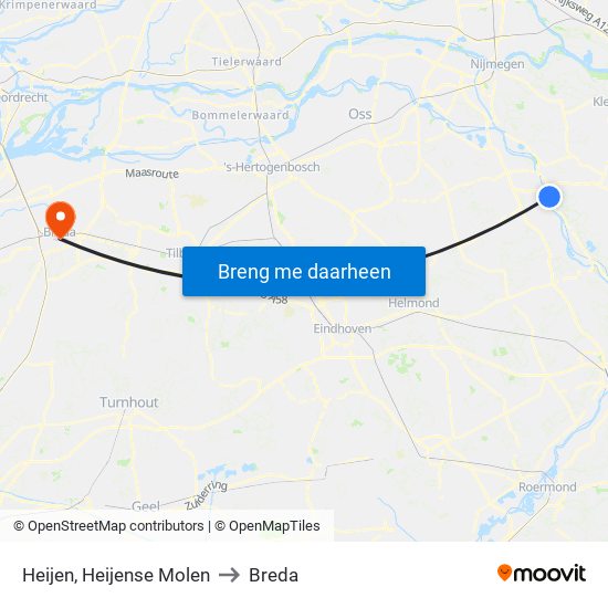 Heijen, Heijense Molen to Breda map