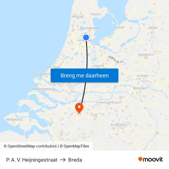 P. A. V. Heijningestraat to Breda map