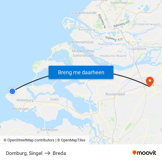 Domburg, Singel to Breda map
