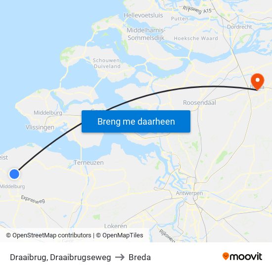 Draaibrug, Draaibrugseweg to Breda map