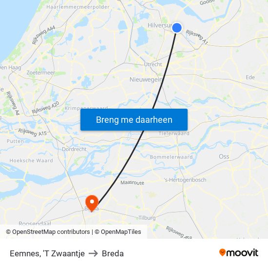 Eemnes, 'T Zwaantje to Breda map