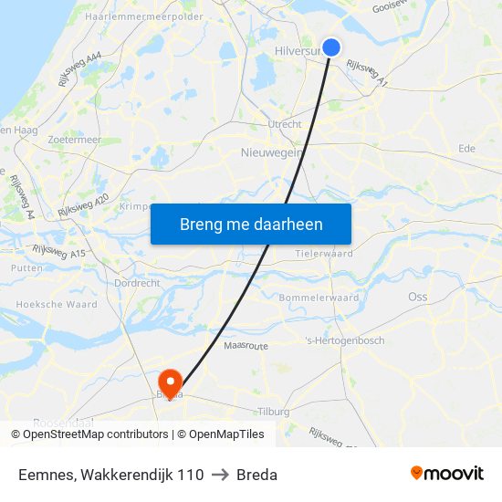 Eemnes, Wakkerendijk 110 to Breda map