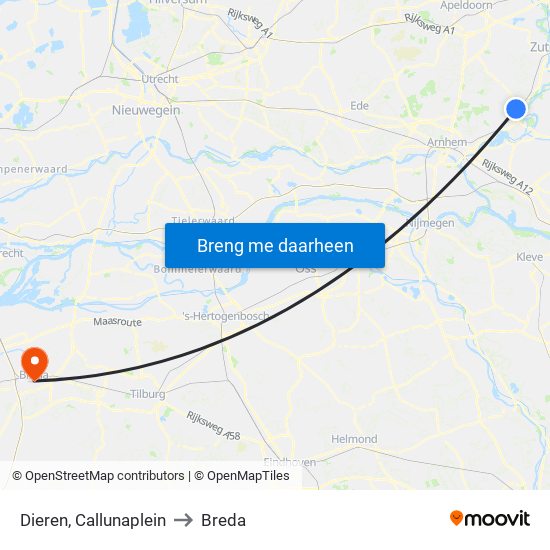 Dieren, Callunaplein to Breda map