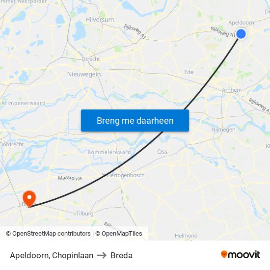 Apeldoorn, Chopinlaan to Breda map