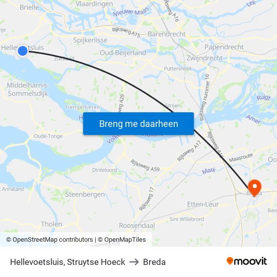 Hellevoetsluis, Struytse Hoeck to Breda map