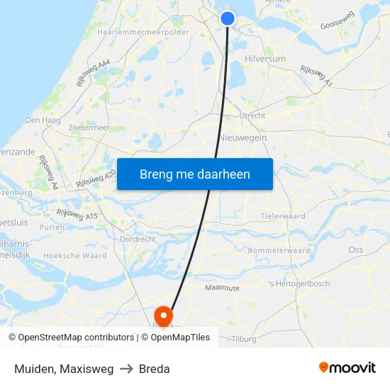 Muiden, Maxisweg to Breda map