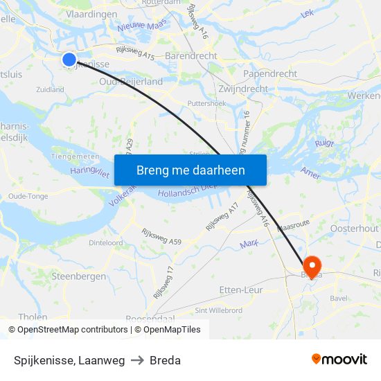 Spijkenisse, Laanweg to Breda map