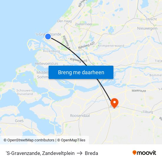 'S-Gravenzande, Zandeveltplein to Breda map
