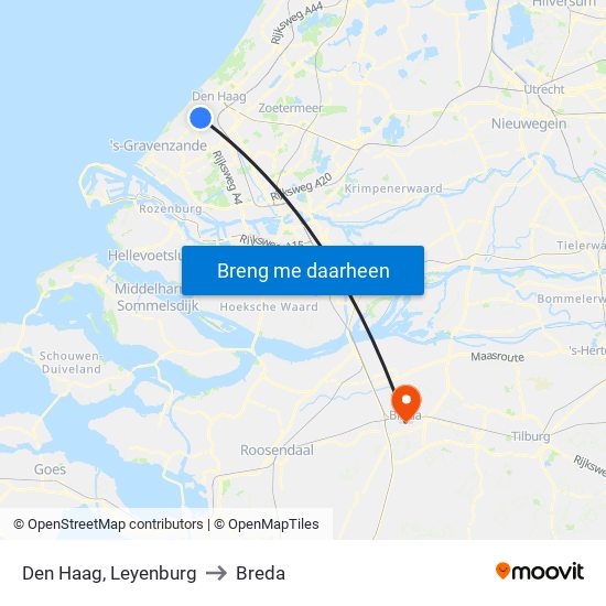 Den Haag, Leyenburg to Breda map